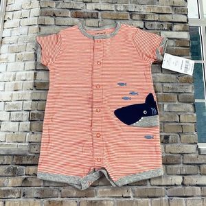 NWT Kids Orange Multicolored Graphic Button Up Onesie (3M) GC03